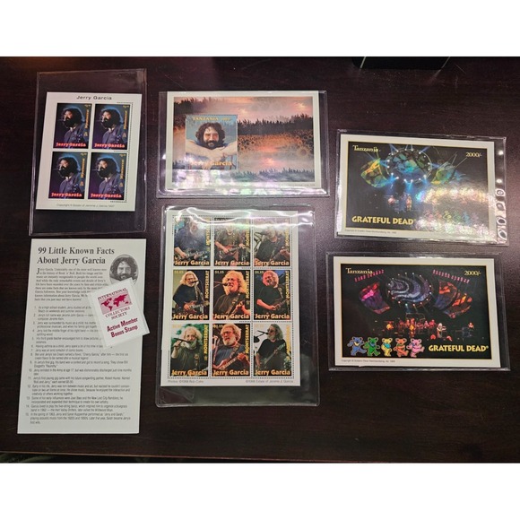 Jerry Garcia Stamps Sheets Lot Collection MNH Sealed w/ Cert Grateful Dead - Picture 1 of 14